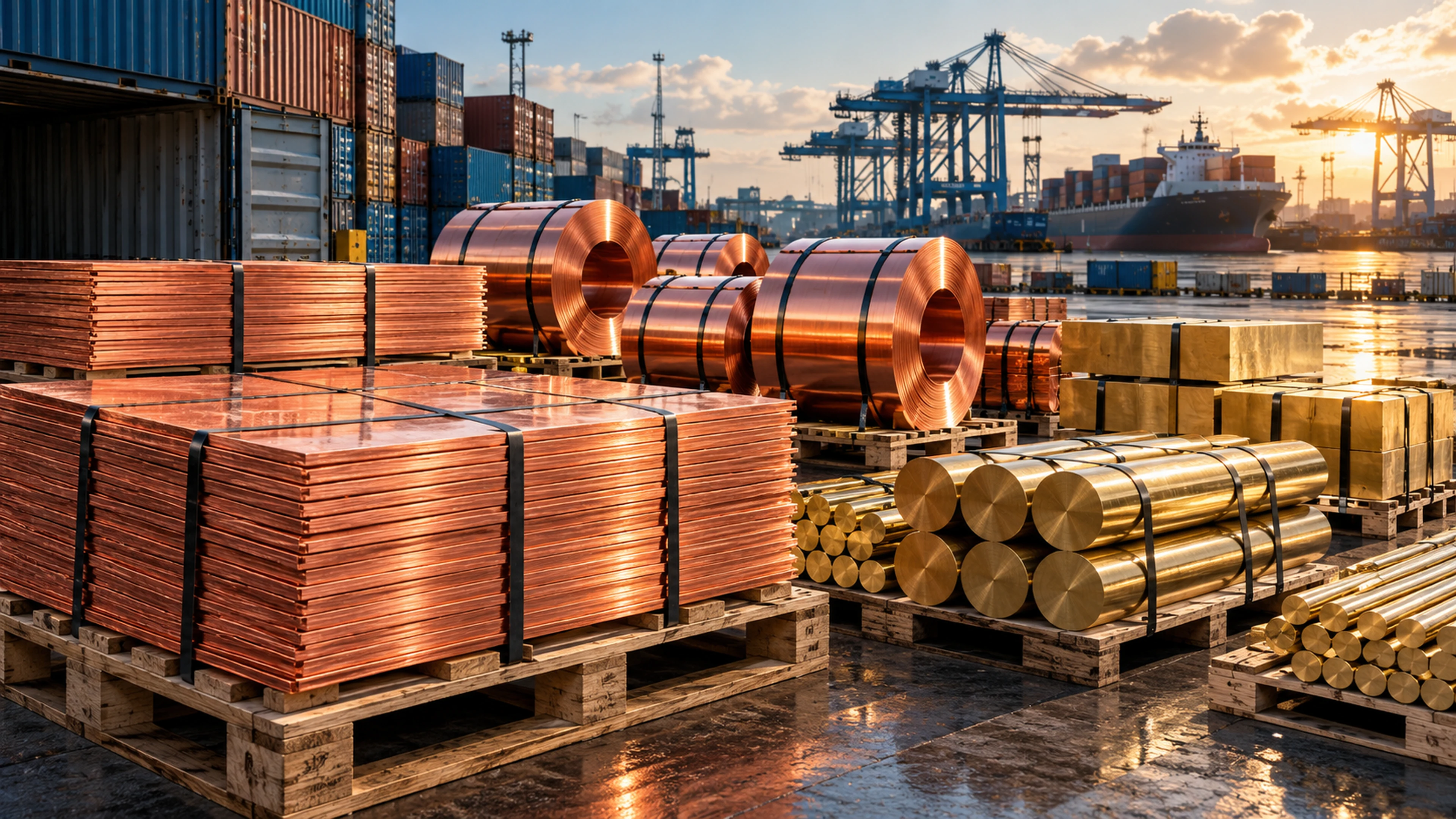 Cathodes de cuivre, bobines et barres de laiton prêtes à l’export